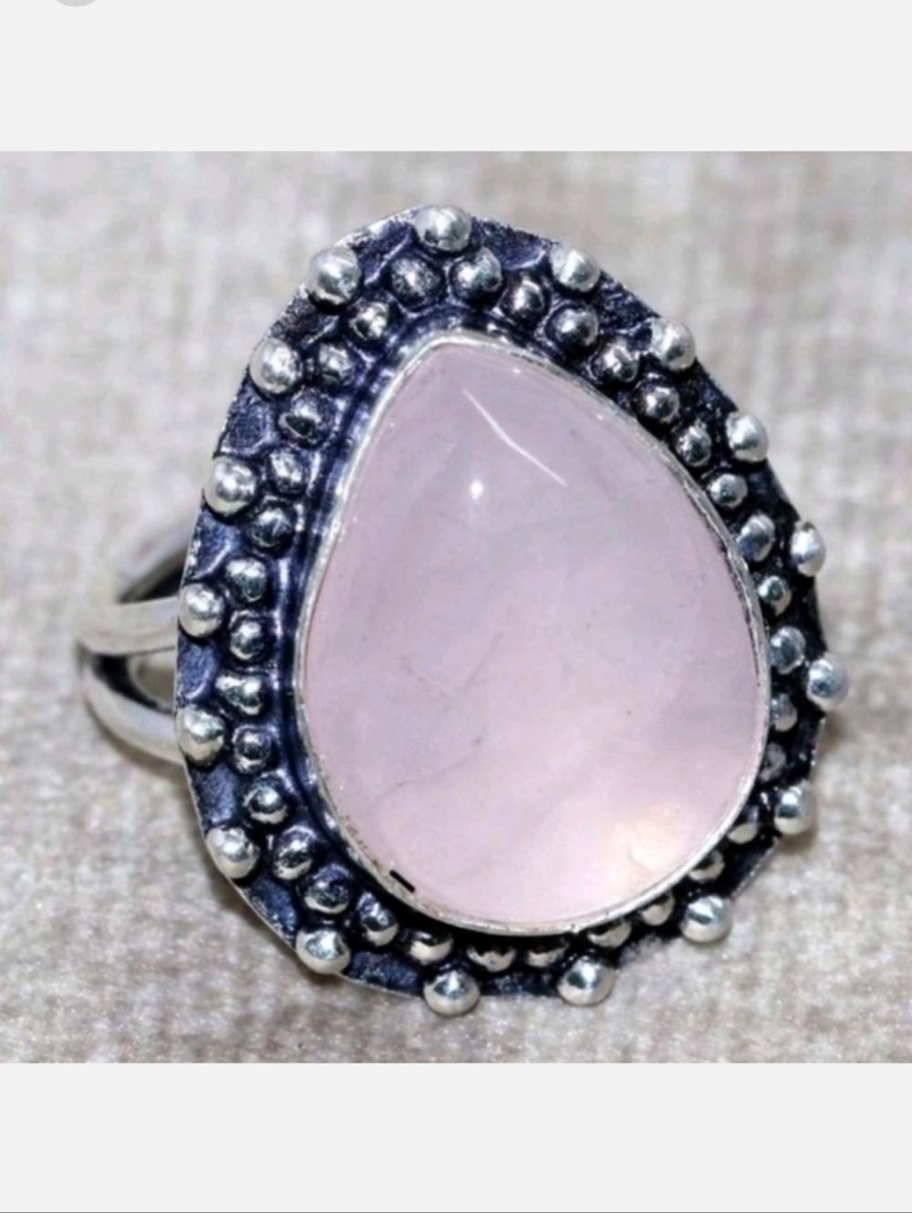 Rose Quartz Gemstone Jewelry 925 Sterling Silver Handmade Ring